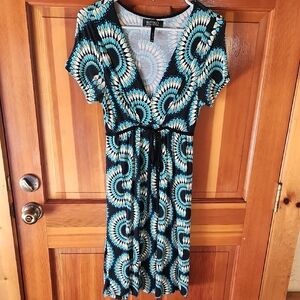 Buffalo David Bitton Blue and Black Wrap Midi Dress